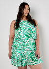 Tropical Leaf Layered Dress, Cream, large