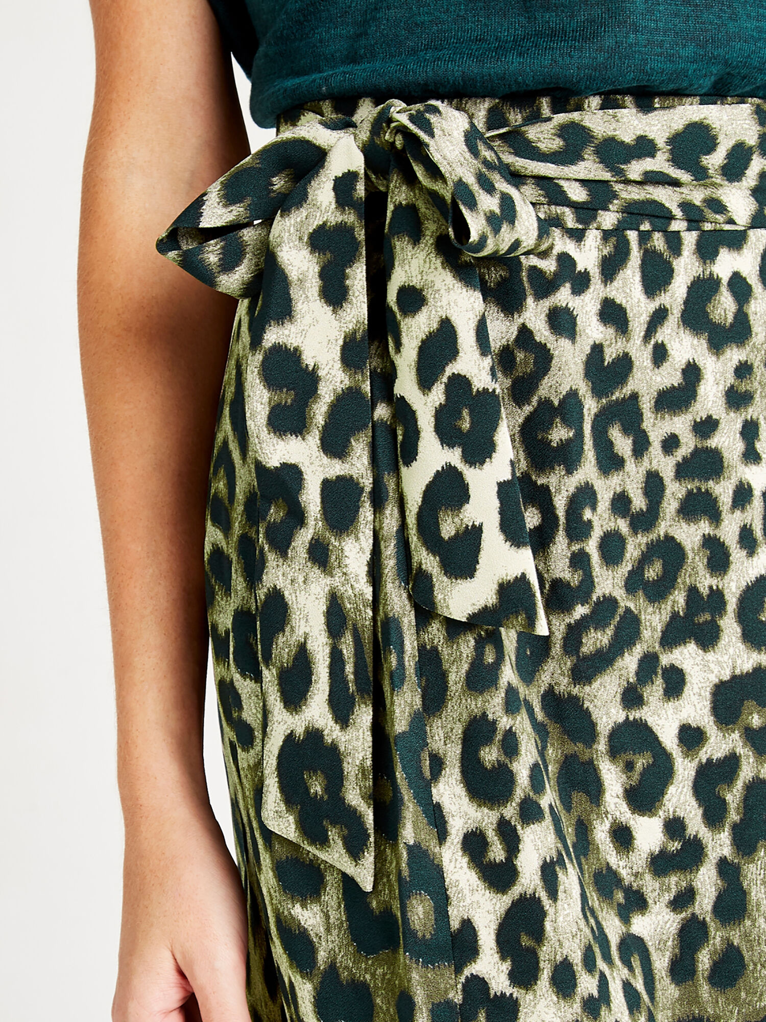 Stone and black leopard print wrap skirt hot sale