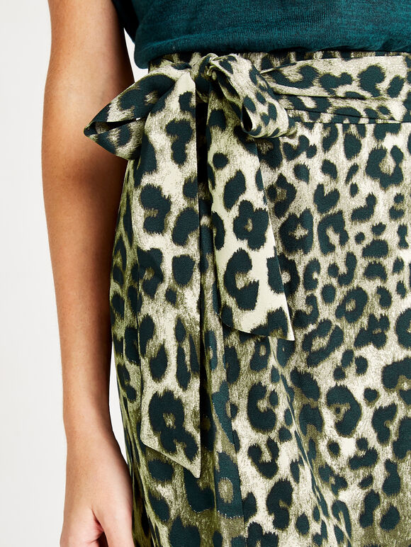 Stone Leopard Print Wrap Skirt, Stone, large