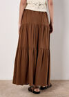 Linen Blend Tiered Maxi Skirt, Rust, large