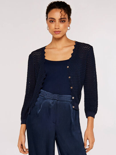 Knitted Scallop Crop Cardigan