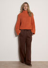 Chunky Knit Roll Neck Jumper, Orange, large