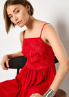 Eyelash Embroidered Cami Mini Dress, Red, large