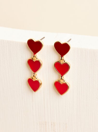 Gold Tone Heart Drop Earrings