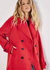 Tailored Double-Breasted Peacoat, Red, large
