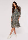 Ditsy Ruffle Chiffon Dress, Green, large