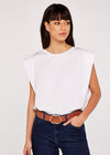 Retro Cropped Sleeveless Tee, Cream, large