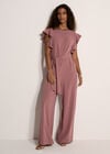 Ruffle Sleeve Jersey Jumpsuit, Purple, large