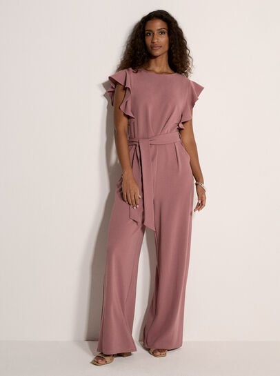 Ruffle Sleeve Jersey Jumpsuit