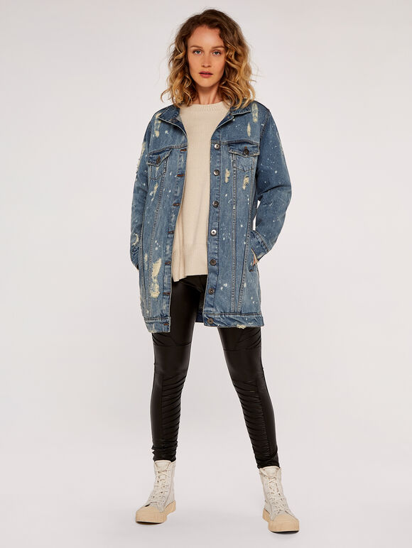 Denim Splash Jacket, Blue, large