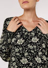 Floral Button Down Top, Black, large
