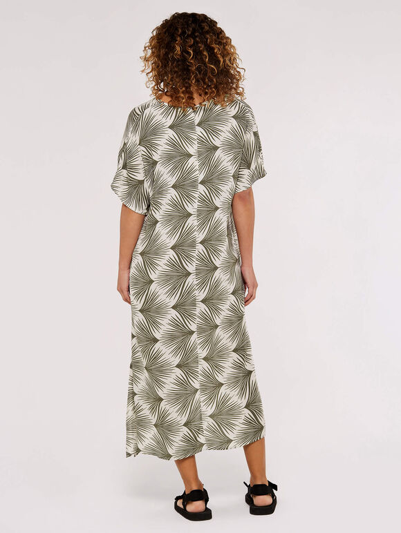 Printed Midi Kaftan, Khaki, large