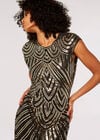 Art Deco Sequin Fringe Mini Dress, Black, large