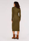 High Neck Midi Dress, Khaki, large