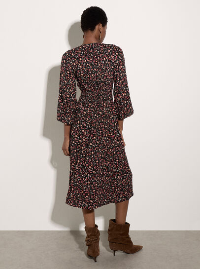 Ditsy Floral Crepe Midi Dress