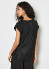 Shimmer Chevron Chiffon Top, Black, large