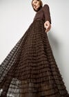 Ruffle Tiered Tulle Maxi Skirt, Brown, large