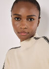 Blanket Stitch Ribbed Jumper, Stone, large