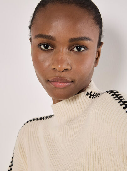 Blanket Stitch Ribbed Jumper