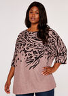 Curve Leopard And Zebra Batwing Top, Pink, large