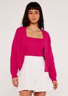 Chunky Knit Cardigan, Fuchsia, large