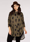 Curve Brushstroke hem Top, Khaki, large