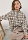 Cropped Check Shirt, Cream, large