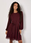 Chiffon Polka Dot Mini Dress, Burgundy, large