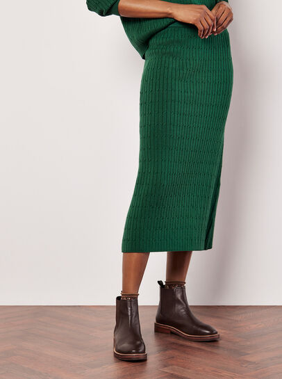 Fine Knit Cable Midi Skirt