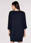 Ribbed Cocoon Mini Dress, Navy, large