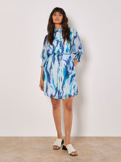 Painterly Swirls Shirt Mini Dress