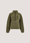 Zip Down Premium Fleece Jumper, Khaki, large