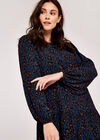 Tiered Babydoll Crew Neck Dress, Navy, large