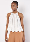 Knitted Chevron Swing Top, Cream, large