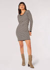 Geo Diamond Knit Mini Dress, Khaki, large