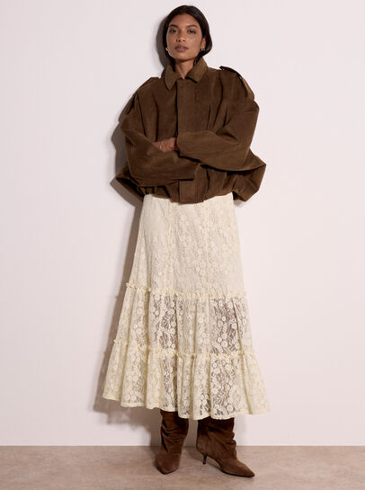 Suede Bubble Hem Batwing Jacket