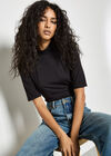 Jersey Mock Neck Top, Black, large