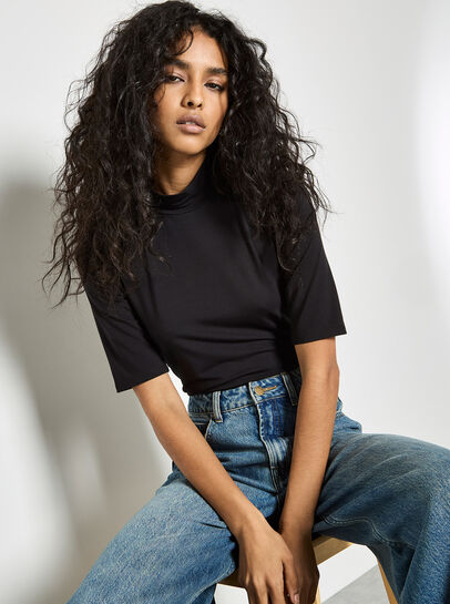 Jersey Mock Neck Top