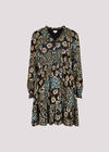 Patchwork Floral Shimmer Mini Dress, Teal, large