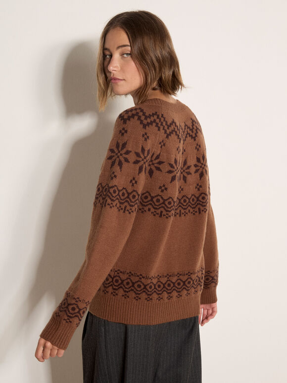 Fair Isle Soft Knit Jumper, Rust, large