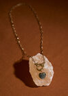 Gold Tone Heart Stone Pendant Necklace, Gold, large