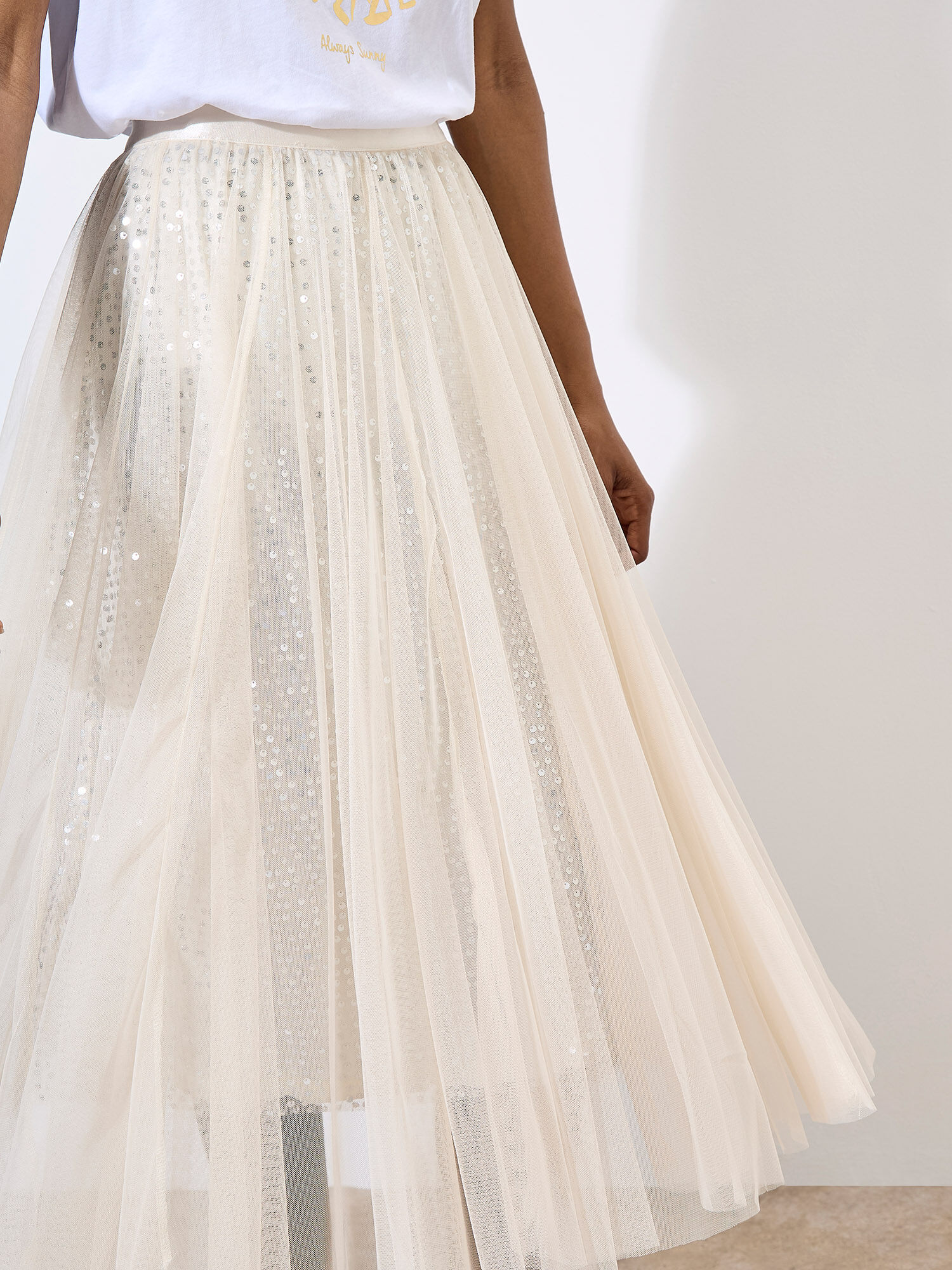 Sequin Tulle Midaxi Skirt | Apricot Clothing
