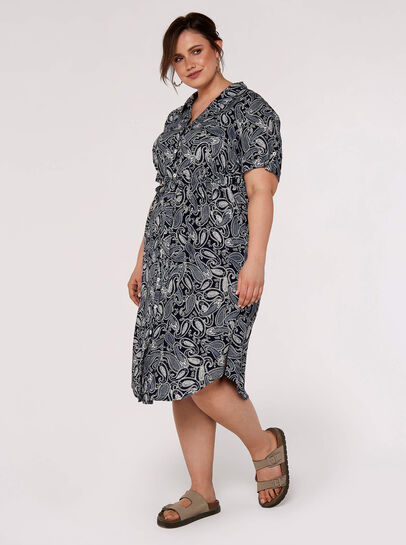 Curve Paisley Shirt Midi Dress