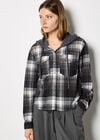 Textured Hooded Check Shirt, Grey, large