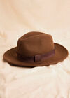 Wool Fedora Hat, Brown, large