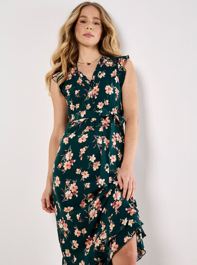 Painterly Floral Midi Dress