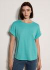 Button Back Textured T-Shirt, Blue, large