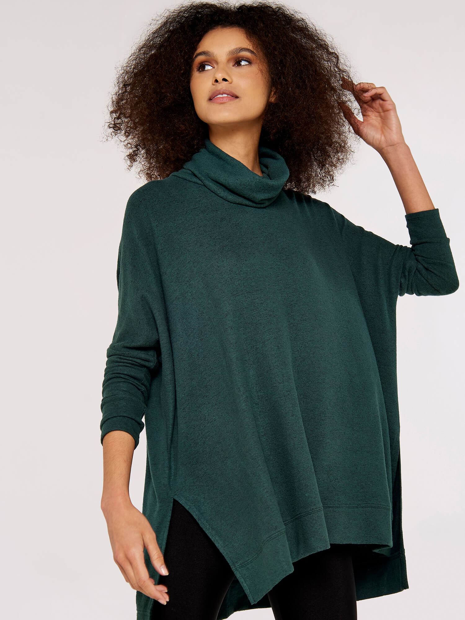Green cowl neck outlet jumper