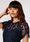 Guipure Scallop Lace Top, Navy, large