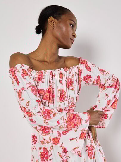 Floral Bardot Maxi Dress